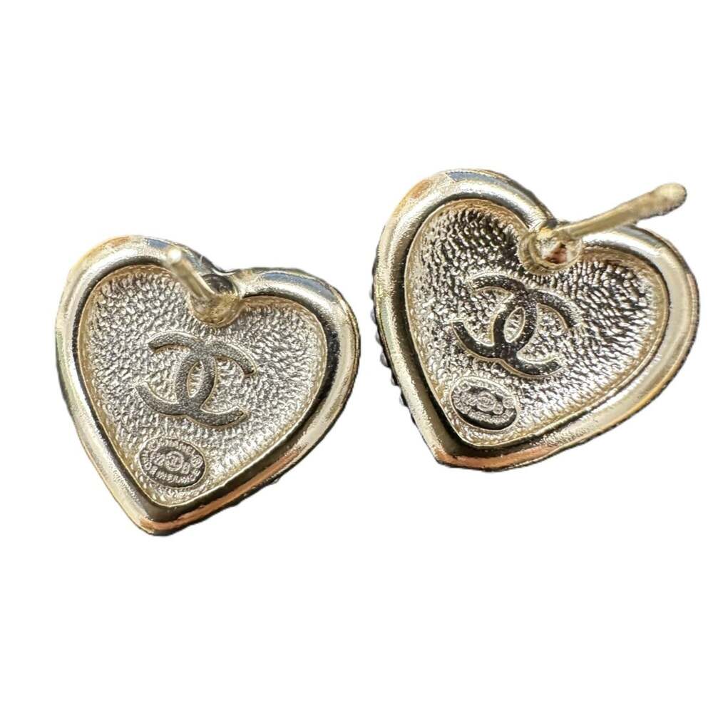 Chanel Cc Logo Heart Earrings Metal #256808C10B - Picture 5 of 9